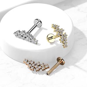 CRYSTAL CLUSTER INTERNALLY THREADED LABRET STUD