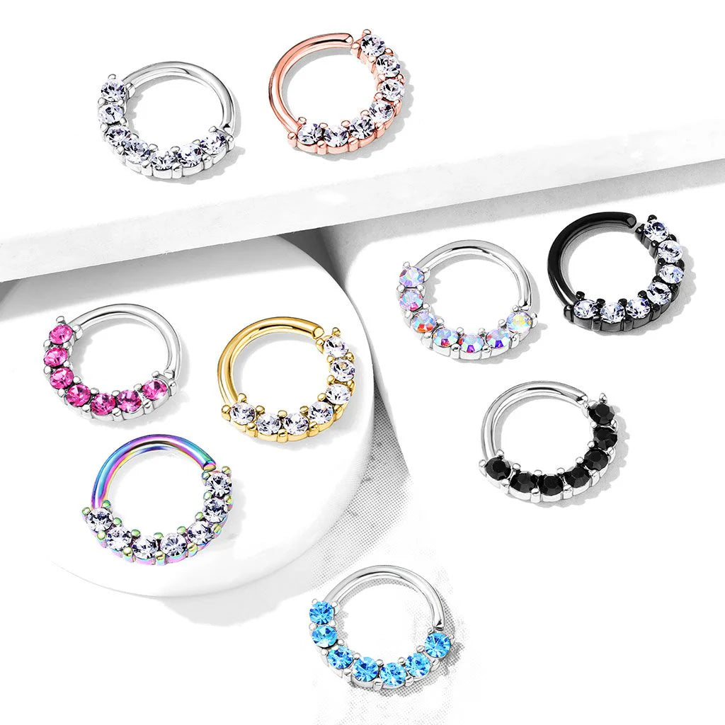 SPARKLE FRONT FACING CRYSTAL JEWELLED BENDABLE HOOP - 8MM - 16 GAUGE
