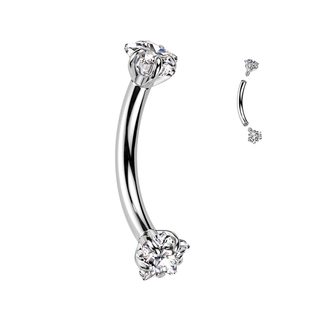 TITANIUM CRYSTAL STAR CURVED BARBELL - 10MM - 16 GAUGE