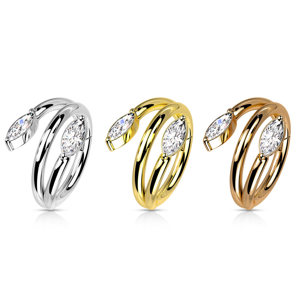 10MM CRYSTAL TWIST CONCH HINGE CLOSE FASTENING HOOP - 10MM