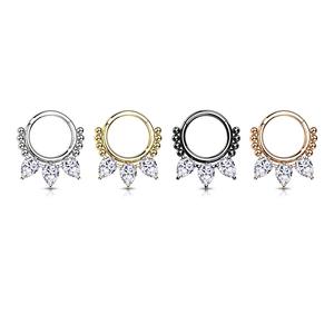 CRYSTAL TEARDROP BEADED HINGE CLOSE HOOP - 8MM