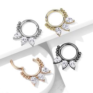 CRYSTAL TEARDROP BEADED HINGE CLOSE HOOP - 8MM