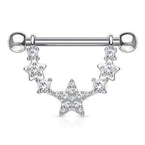 SILVER CRYSTAL STARS NIPPLE BAR