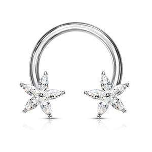 CRYSTAL FLOWER CIRCULAR BARBELL - 12MM