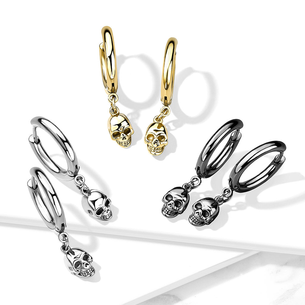 SKULL CHARM HOOP EARRINGS