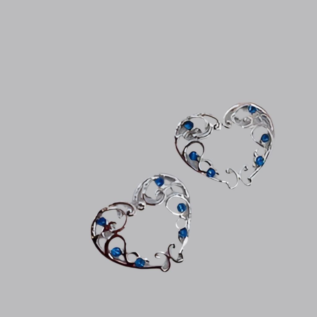 BLUE CRYSTAL LOVE HEART FAUX NIPPLE PIERCING SHEILD