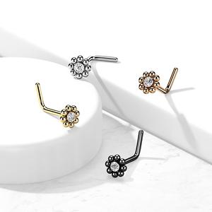 DAINTY DIAMANTÉ CENTRE FLOWER L BEND NOSE STUD