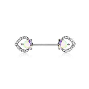 DOUBLE CRYSTAL AURORA HEART NIPPLE BAR