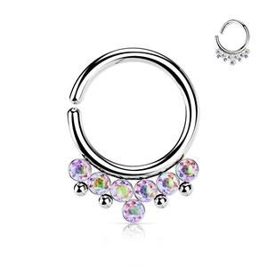 CRYSTAL & BEADED 8MM BENDABLE HOOP FOR SEPTUM / DAITH