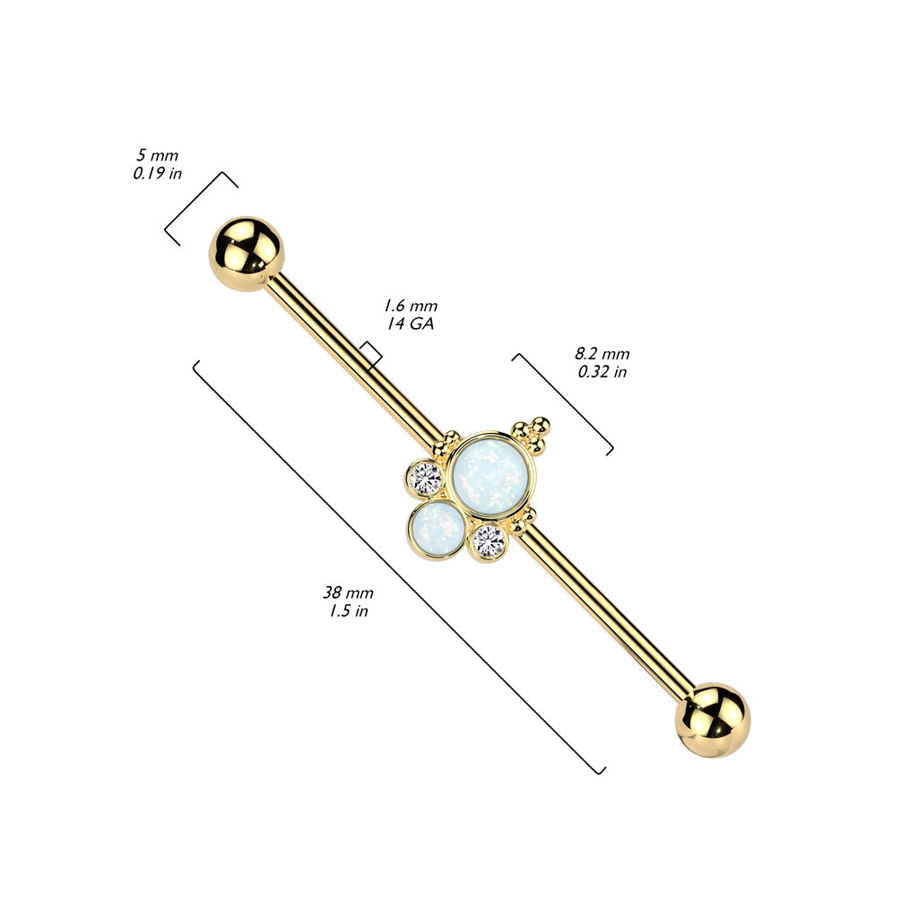 OPAL & CRYSTAL CENTRE INDUSTRIAL BARBELL - 38MM