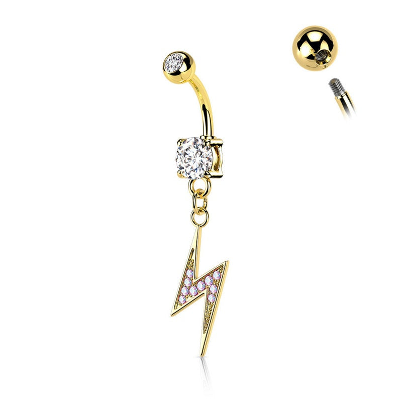 DANGLING LIGHTENING BOLT BELLY BUTTON RING