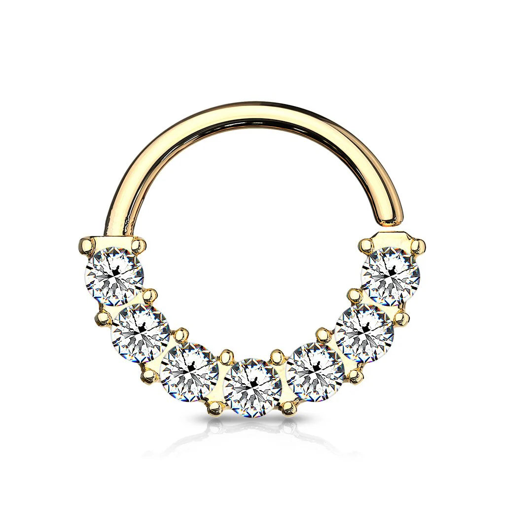 SPARKLE FRONT FACING CRYSTAL JEWELLED BENDABLE HOOP - 8MM - 16 GAUGE