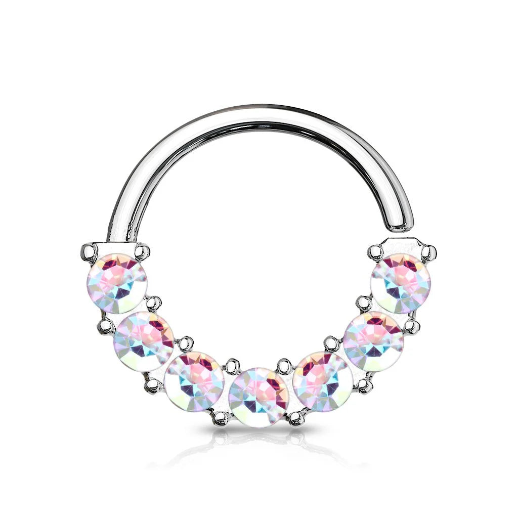 SPARKLE FRONT FACING CRYSTAL JEWELLED BENDABLE HOOP - 8MM - 16 GAUGE
