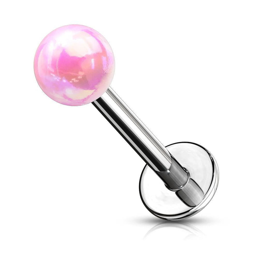 METALLIC TOP FLAT BACK LABRET STUD - 8MM