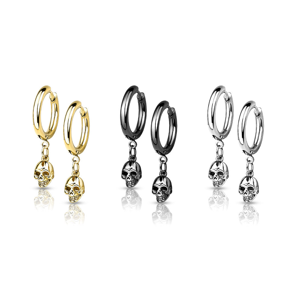 SKULL CHARM HOOP EARRINGS