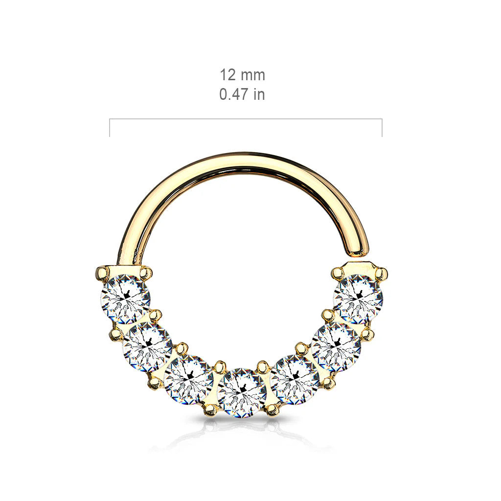 SPARKLE FRONT FACING CRYSTAL JEWELLED BENDABLE HOOP - 8MM - 16 GAUGE