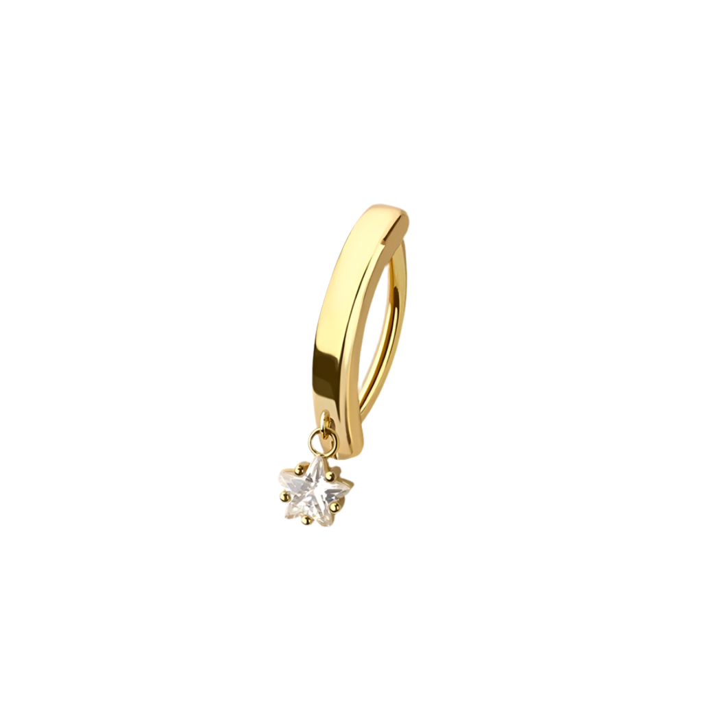 CRYSTAL STAR CHARM BELLY CLICKER HOOP - 10MM