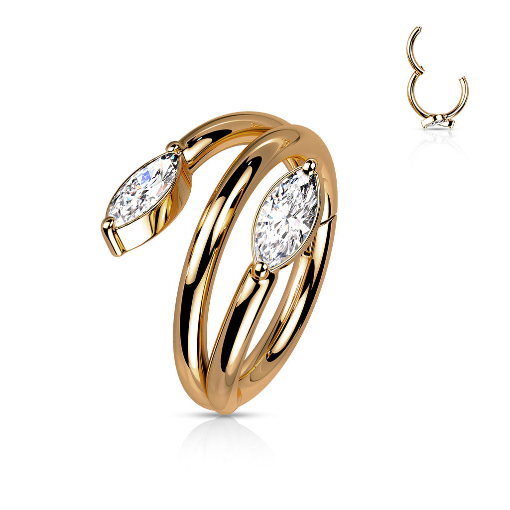 10MM CRYSTAL TWIST CONCH HINGE CLOSE FASTENING HOOP - 10MM