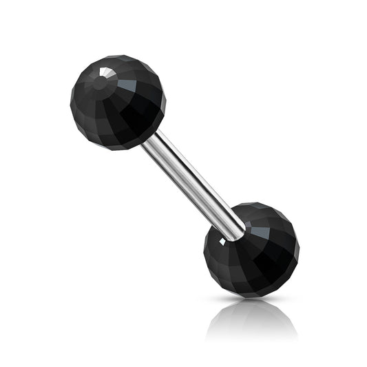 BLACK JEWELLED END BARBELL - 14 GAUGE - 16MM