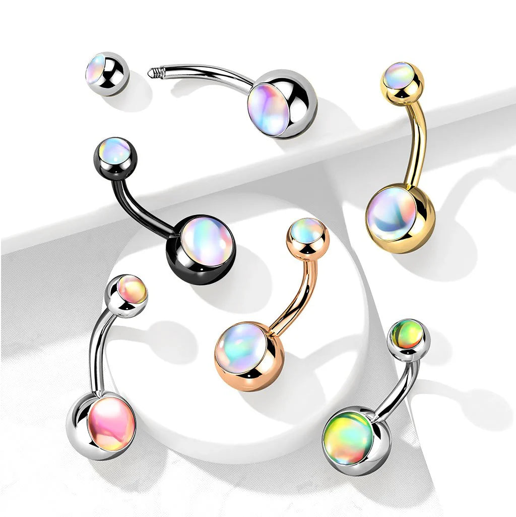ILLUMINATING DOUBLE OPAL BELLY BAR - 10MM