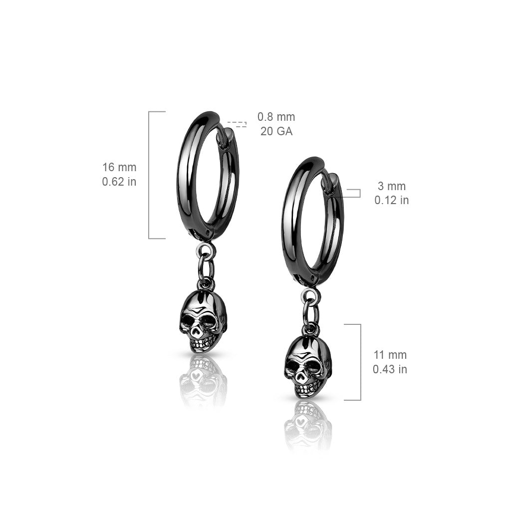 SKULL CHARM HOOP EARRINGS