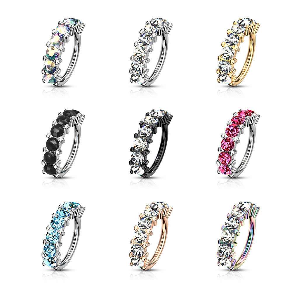 SPARKLE CRYSTAL BENDABLE NOSE RING HOOP - 8MM