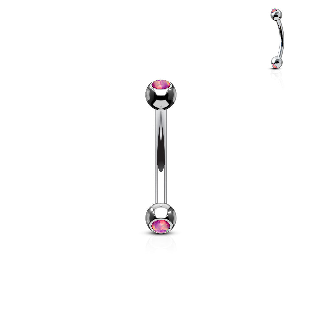 MINI PINK OPAL CURVED BARBELL - 16 GAUGE - 8MM