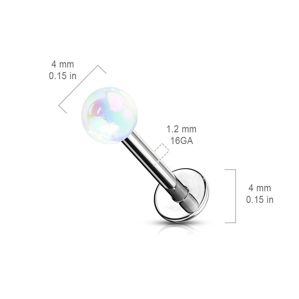 METALLIC TOP FLAT BACK LABRET STUD - 8MM