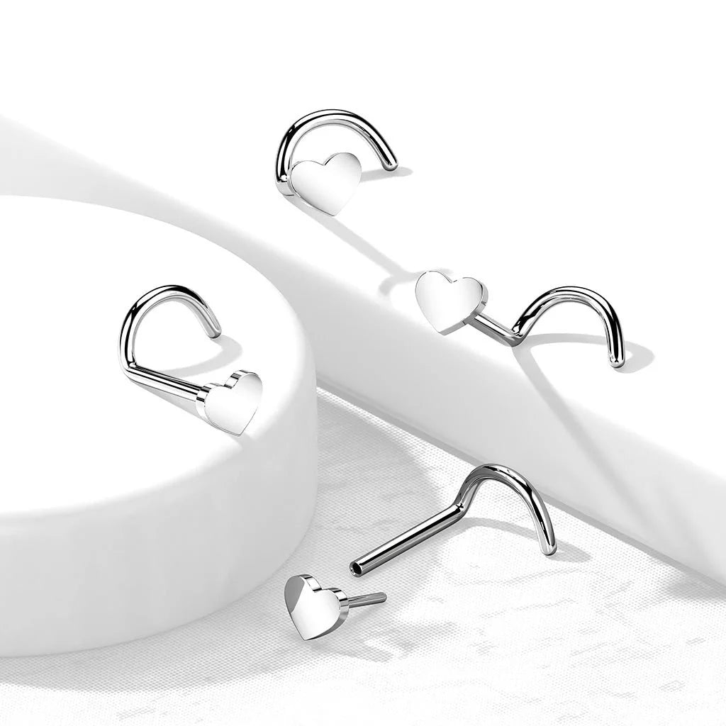 TITANIUM DAINTY PLAIN LOVE HEART NOSE STUD