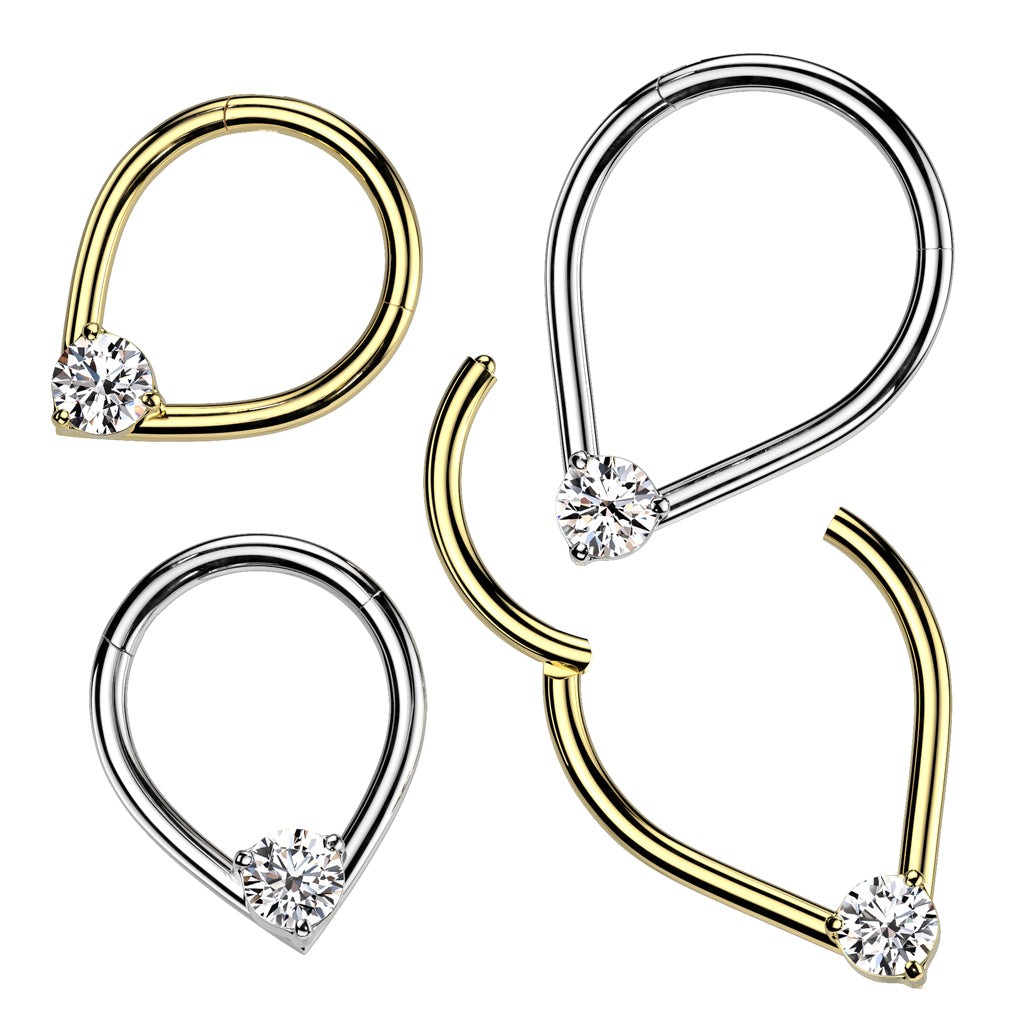 DAINTY CHEVRON CRYSTAL HOOP - 8MM
