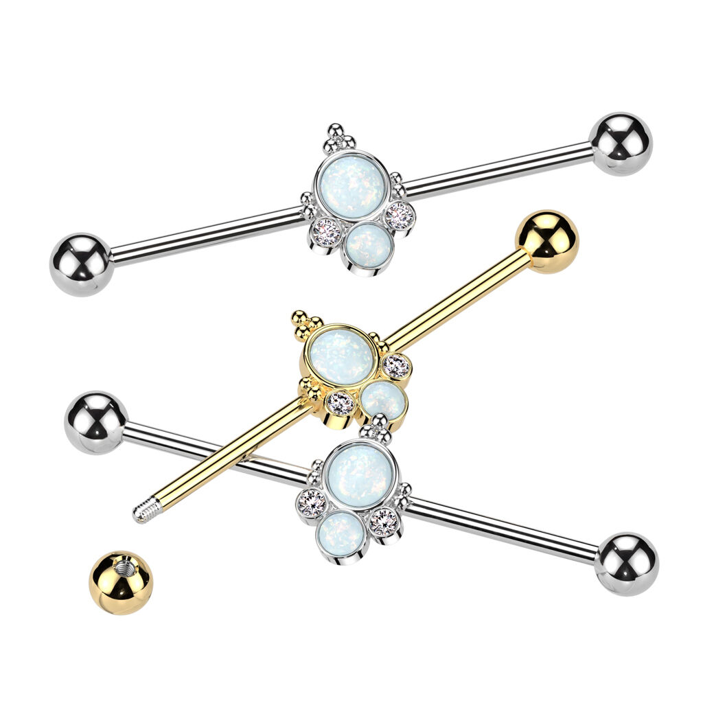 OPAL & CRYSTAL CENTRE INDUSTRIAL BARBELL - 38MM