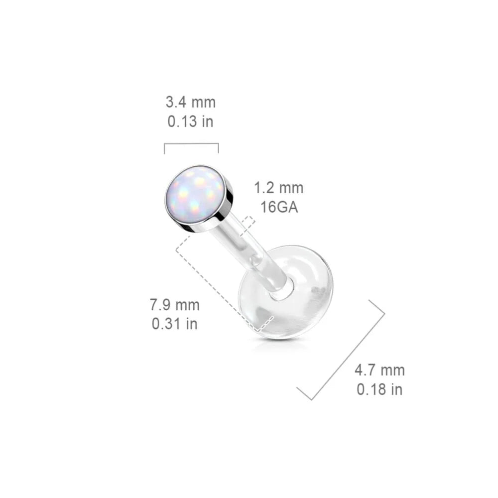 MINI ILLUMINATING OPAL TOP BIOFLEX FLAT BACK LABRET STUD