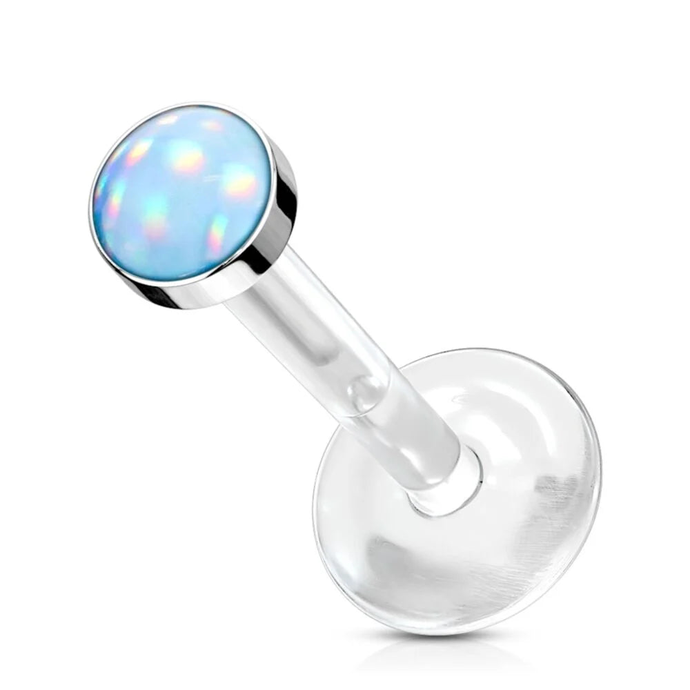 MINI ILLUMINATING OPAL TOP BIOFLEX FLAT BACK LABRET STUD