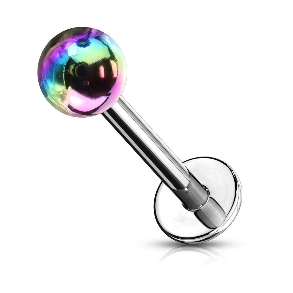 METALLIC TOP FLAT BACK LABRET STUD - 8MM