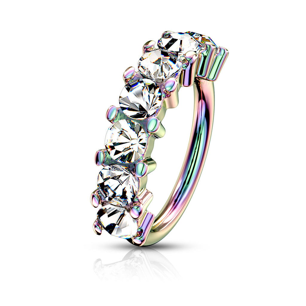 SPARKLE CRYSTAL BENDABLE NOSE RING HOOP - 8MM