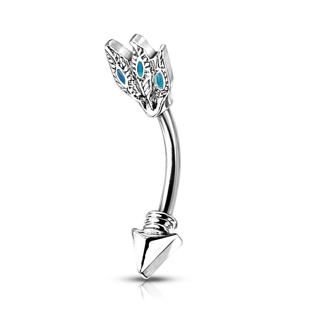 TRIBAL TURQUOISE ARROW CURVED BARBELL - 8MM - 16 GAUGE