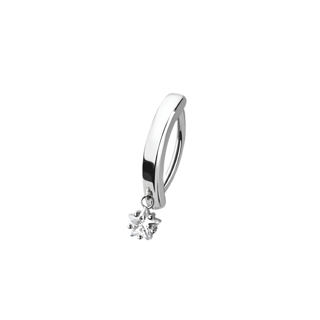 CRYSTAL STAR CHARM BELLY CLICKER HOOP - 10MM