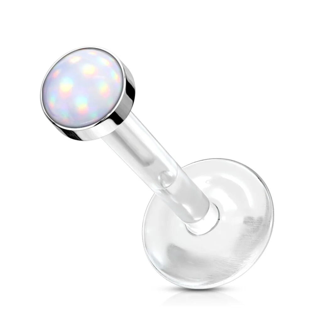 MINI ILLUMINATING OPAL TOP BIOFLEX FLAT BACK LABRET STUD