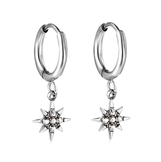 DAINTY NORTHERN STAR HOOP EARRINGS - 10MM - WATERPROOF