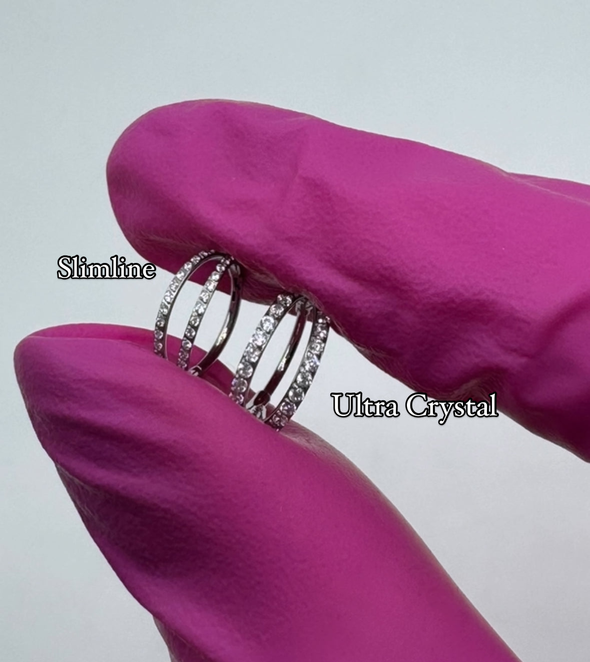 CRYSTAL DOUBLE LOOP LINED NOSE RING - 6MM & 8MM