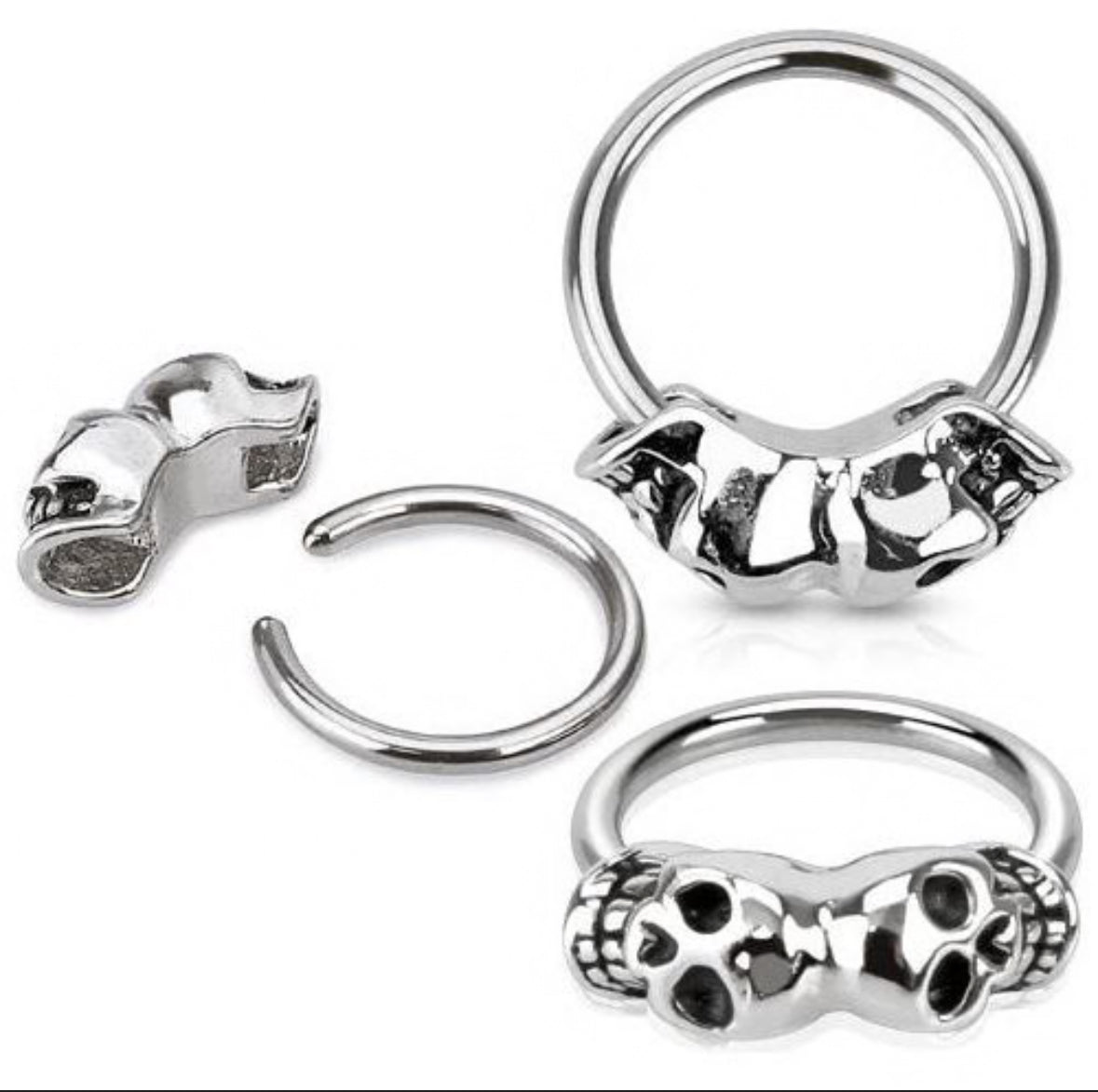 DOUBLE SKULL CAPTIVE HOOP - 12MM