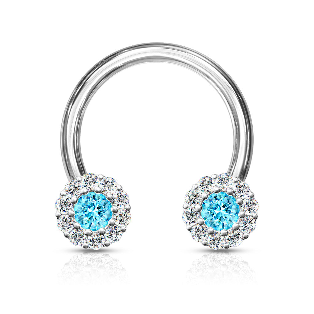 CRYSTAL FLOWER CIRCULAR BARBELL - 8MM - 16 GAUGE