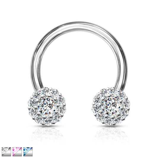 CRYSTAL FLOWER CIRCULAR BARBELL - 8MM - 16 GAUGE