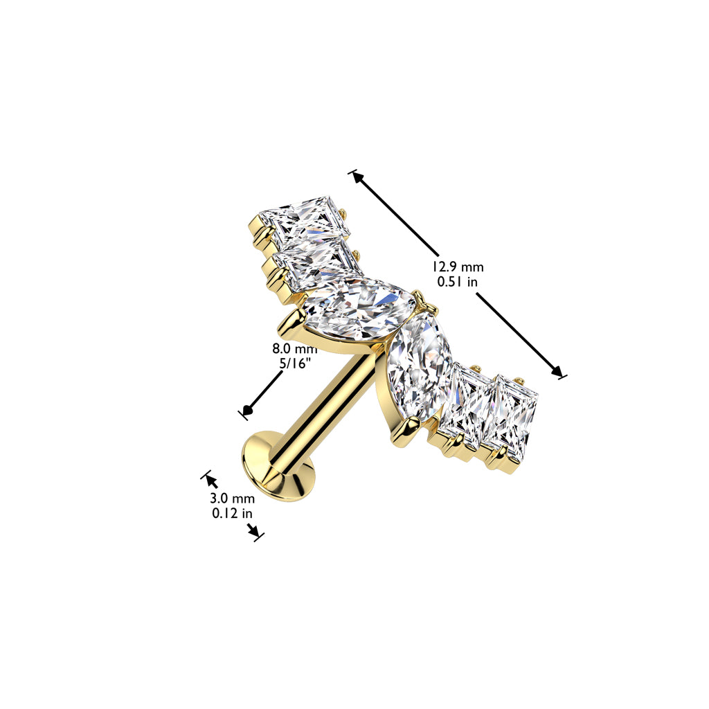 MARQUISE CLUSTER THREADLESS LABRET - 8MM