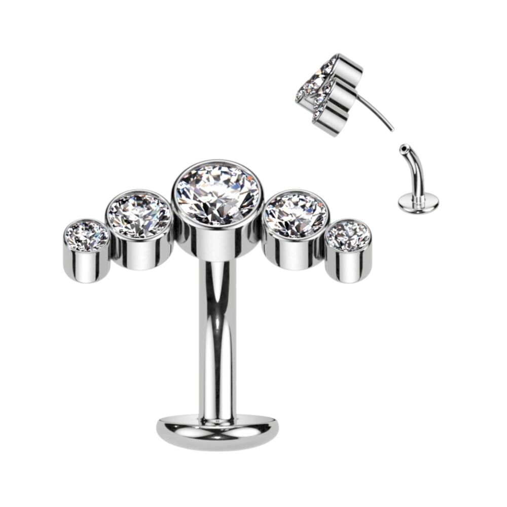 TITANIUM FLOATING CRYSTAL LINED BELLY BAR - 14 GAUGE - 8MM