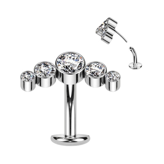 TITANIUM FLOATING CRYSTAL LINED BELLY BAR - 14 GAUGE - 8MM