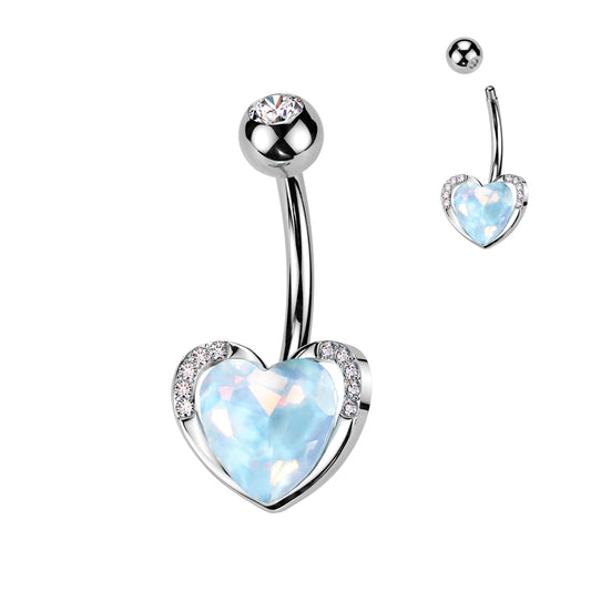 AQUA AURORA CRYSTAL LOVE HEART BELLY BAR -10MM