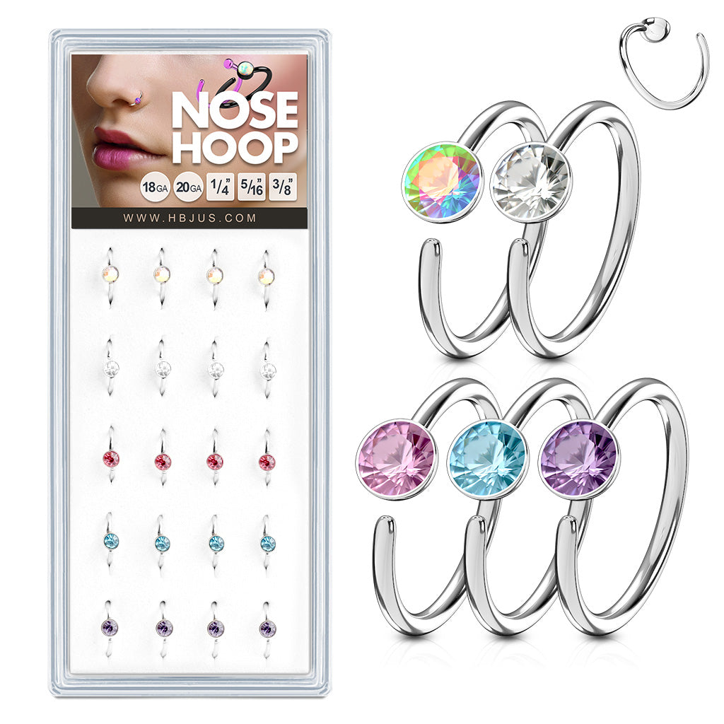 CRYSTAL CENTRE BENDABLE NOSE RING - 8MM