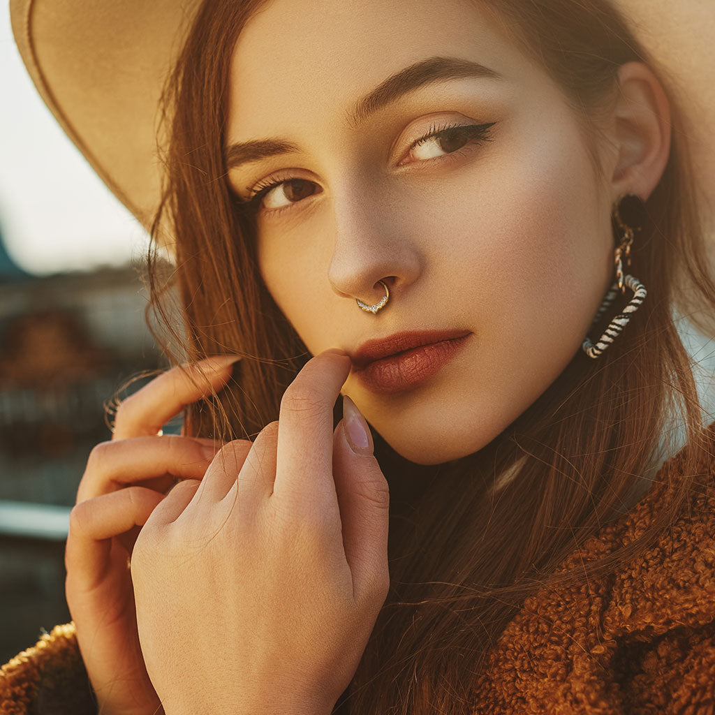 DAINTY CRYSTAL LINED HOOP - 8MM