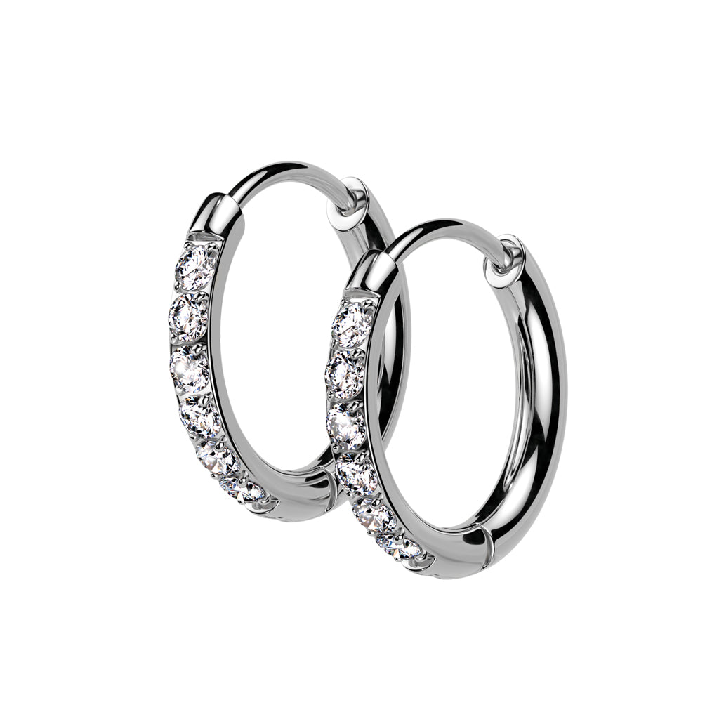 DAINTY CRYSTAL LINED HUGGIE HOOP EARRINGS - 8MM & 10MM